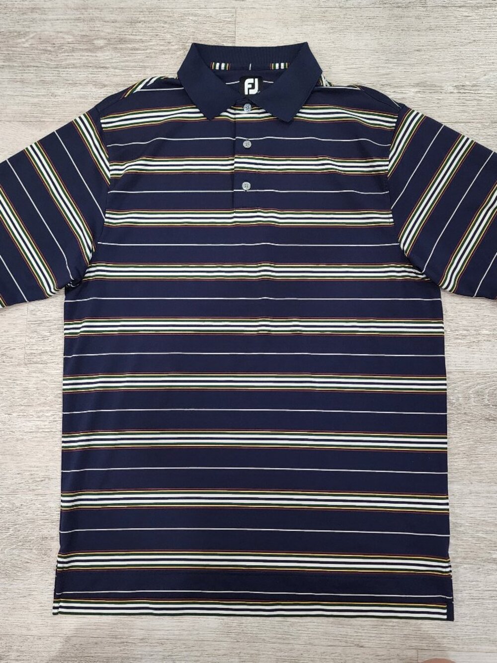 Footjoy Golf Polo Shirt Men's L Multicolor Stripes Stretch Lightweight Athletic